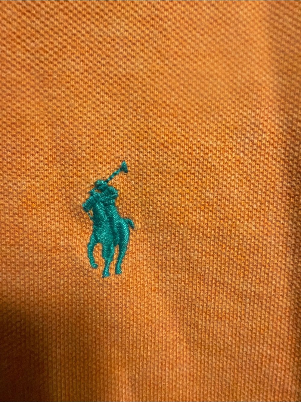 Polo Ralph Lauren Polo Shirt Mens Sz Large Orange Teal Pony Classic Fit Preppy - Picture 6 of 9